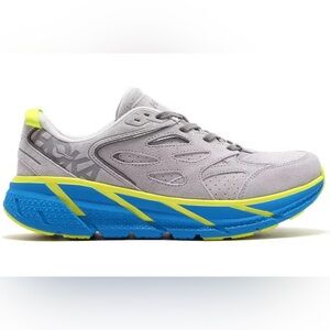 NWT Hoka One One Clifton L Suede in Lunar Rock / Diva Blue UNISEX Shoes Leather